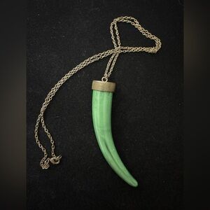 Faux Green Horn Pendant Necklace
